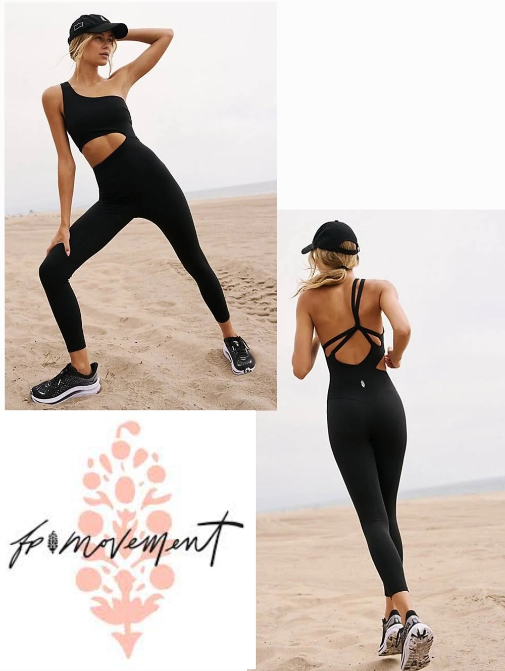 NWT Free People FP Movement Womens Transcend Limits Onesie Jumpsuit Black Size M